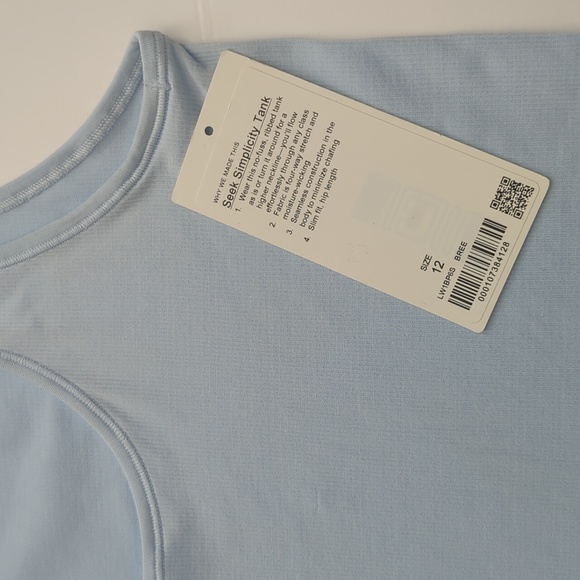 Lululemon Seek Simplicity Ribbed Tank Reversible 2 Way Top Breezy Blue size 12 - Picture 8 of 9